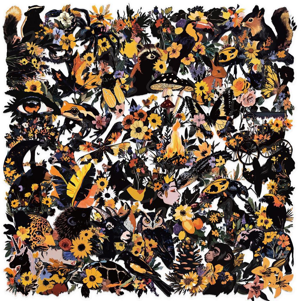 50 Transparent Colored Natural Sticker Stickers Package, Waterproof Transparent PET Hand Account Decorative Guitar Notebook