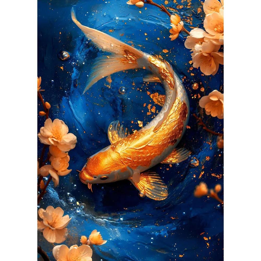 Classic Surreal Golden Koi Fish Posters Fishes Swimming Anime Art Prints Canvas Painting Wall Pictures Home Living Room Decor