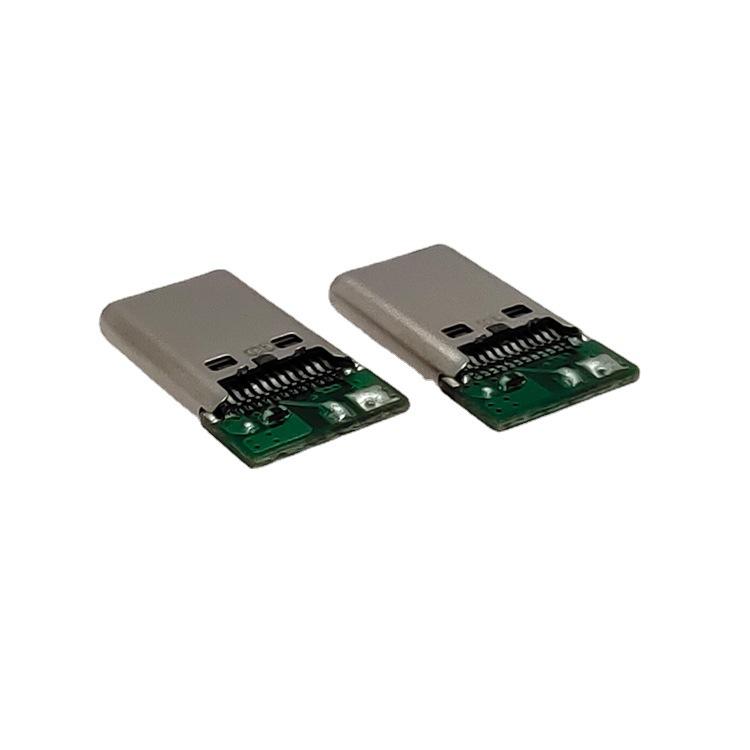 USB Type-C Male Ultra-thin Plug Straight-through Connector with 5 Solder Points