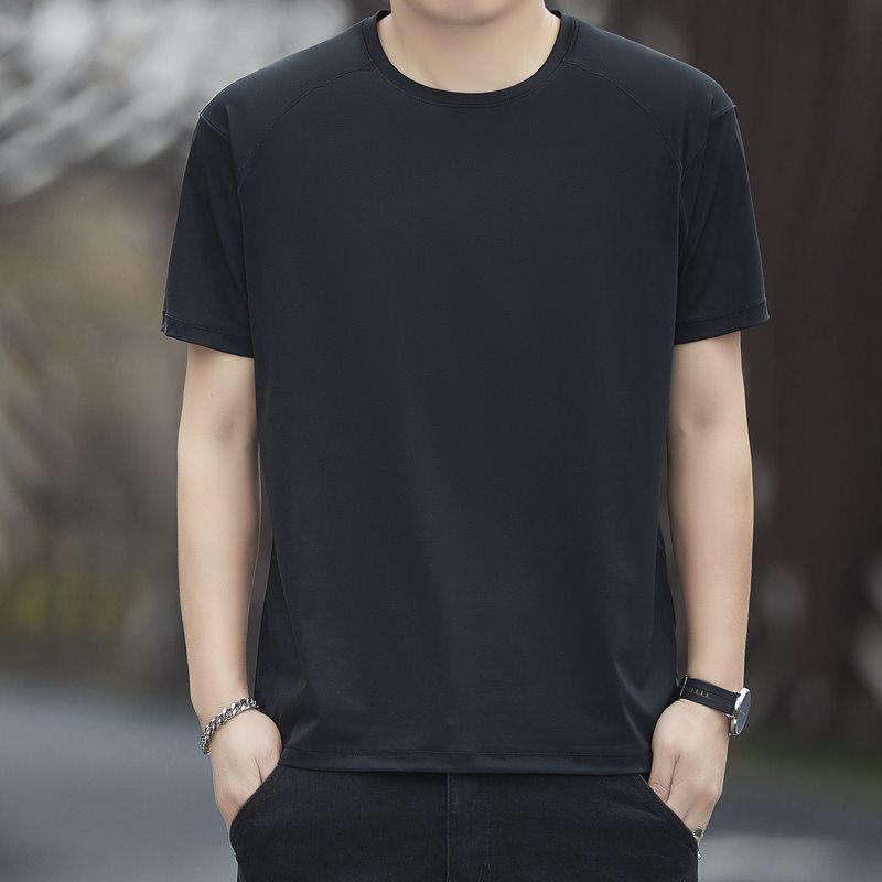 

In-Stock 2026 Hot Selling Men s Summer Ice Silk Quick Dry Short Sleeve T-shirt, Round Neck, Plus Size 6XL чорний