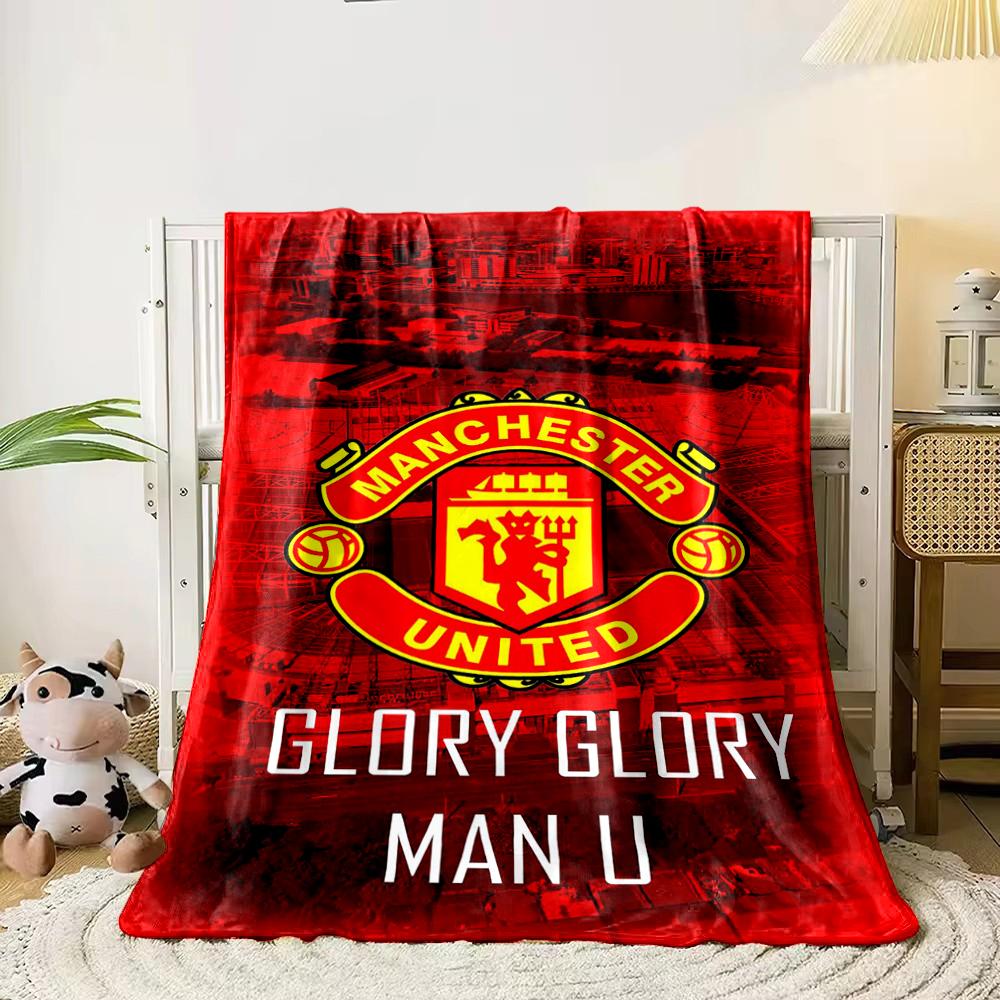 Soccer Theme Red Designed Flannel blanket for bedroom, living room, sofa, and nap