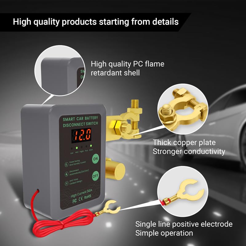 Remote Car Battery Cutoff - 12-24v Kill Switch, Auto Disconnect