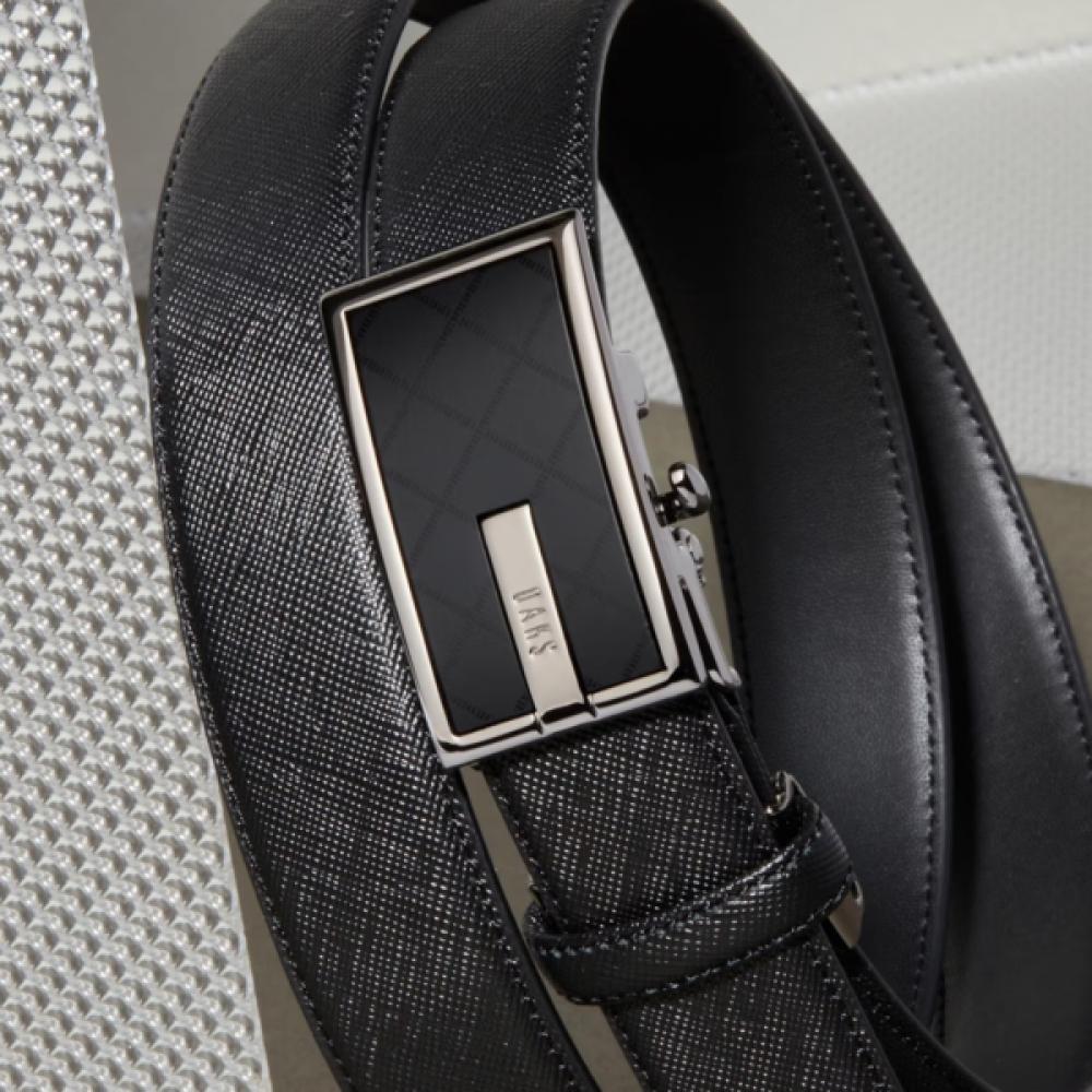 Daks Automatic Belt Black Check Pattern Cowhide Matte Buckle Dbbe6f761bk Single option