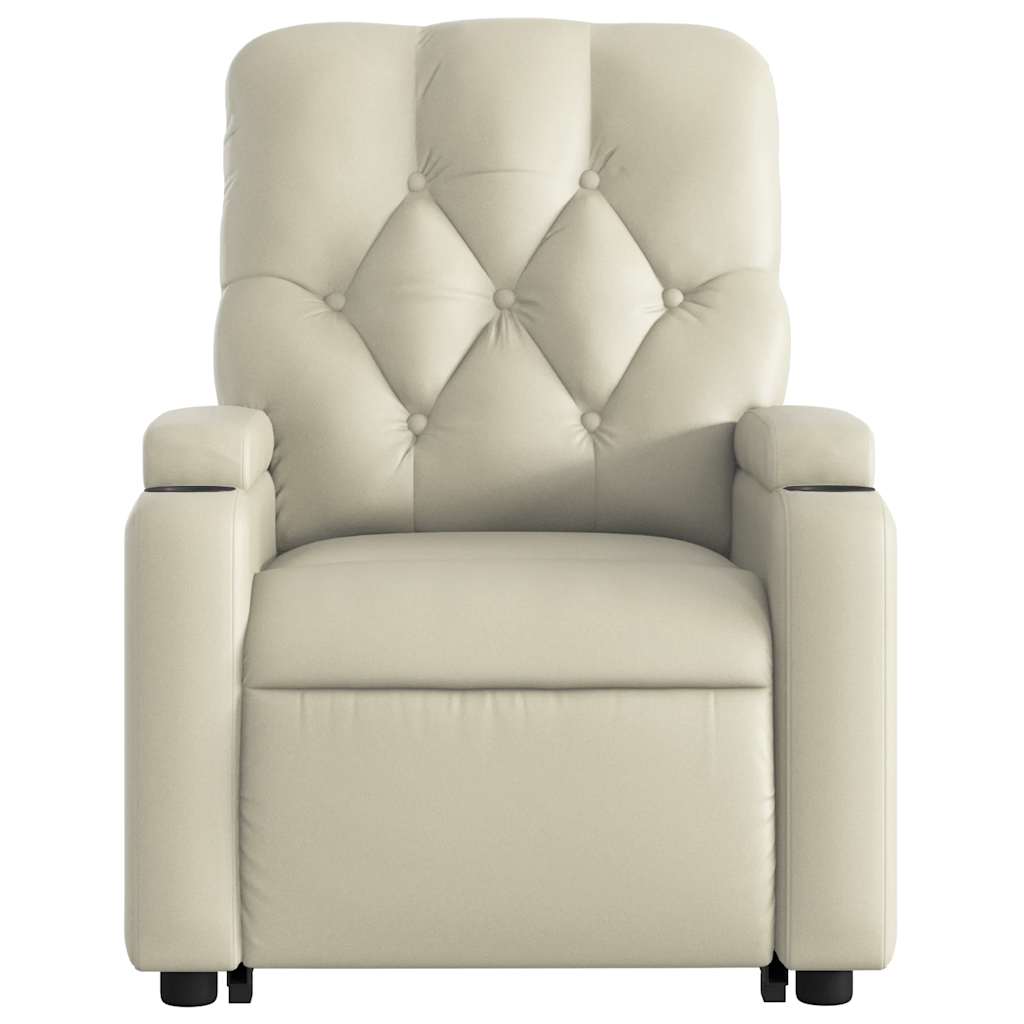 Electric Recliner Chair with Rising Function Cream Faux Leather