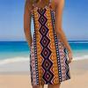 Women's Beach Dress Mini Dress Vertical Bar Symmetry  Print Casual Modern Dress Sleeveless Loose Fit Outdoor Daily Summer