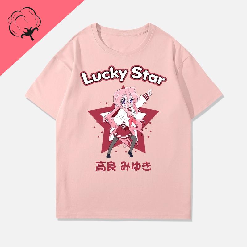 Anime Shirt Lucky Star Konata Camiseta Hot Sale Cotton Comic Y2k Clothes Cartoon Izumi Kagami Aesthetic Print Tee Unisexga Tops