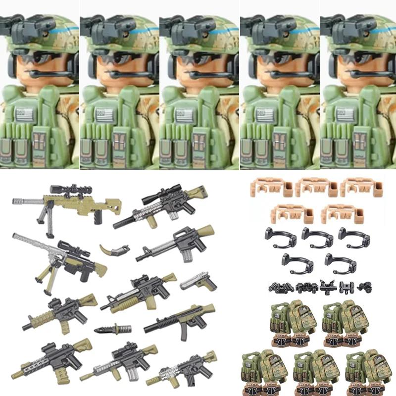 Askeri Ordu Figürleri Yapı Taşları SWAT Hayalet Komando Özel Kuvvetler Askeri Silahlar Silah Şapka Kalkan Kemer AK Mini Tuğlalar Oyuncak
