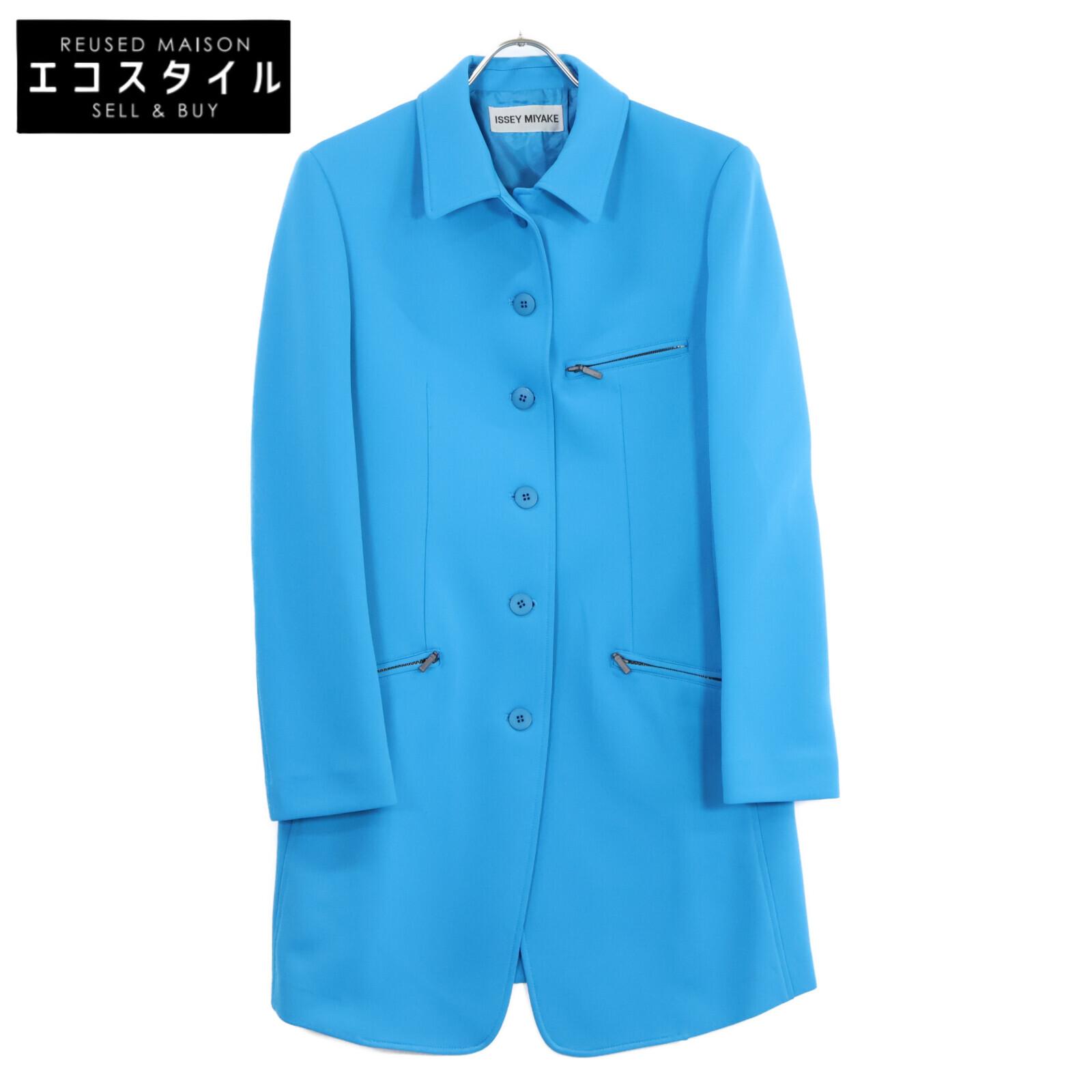 

ISSEY MIYAKE Blue Jersey Long Jacket coat M greenUsed