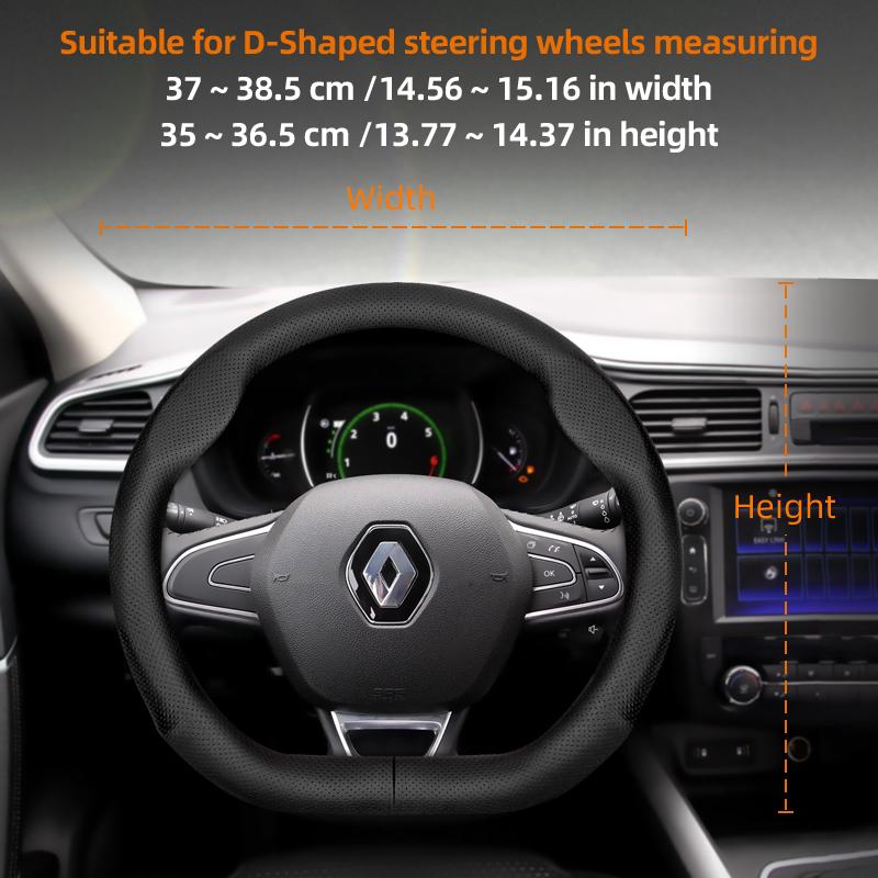 

Suitable for Renault Ultra-Thin Breathable Leather Steering Wheel Cover Suitable for Megane 3 2 4 Clio4 5 Captur Trafic Scenic2 Austral Kangoo