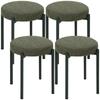 Stackable Stools, Set of 4, Round, Padded Seat, No Backrest, 45 x 45 x 47.5 cm, Dark Green