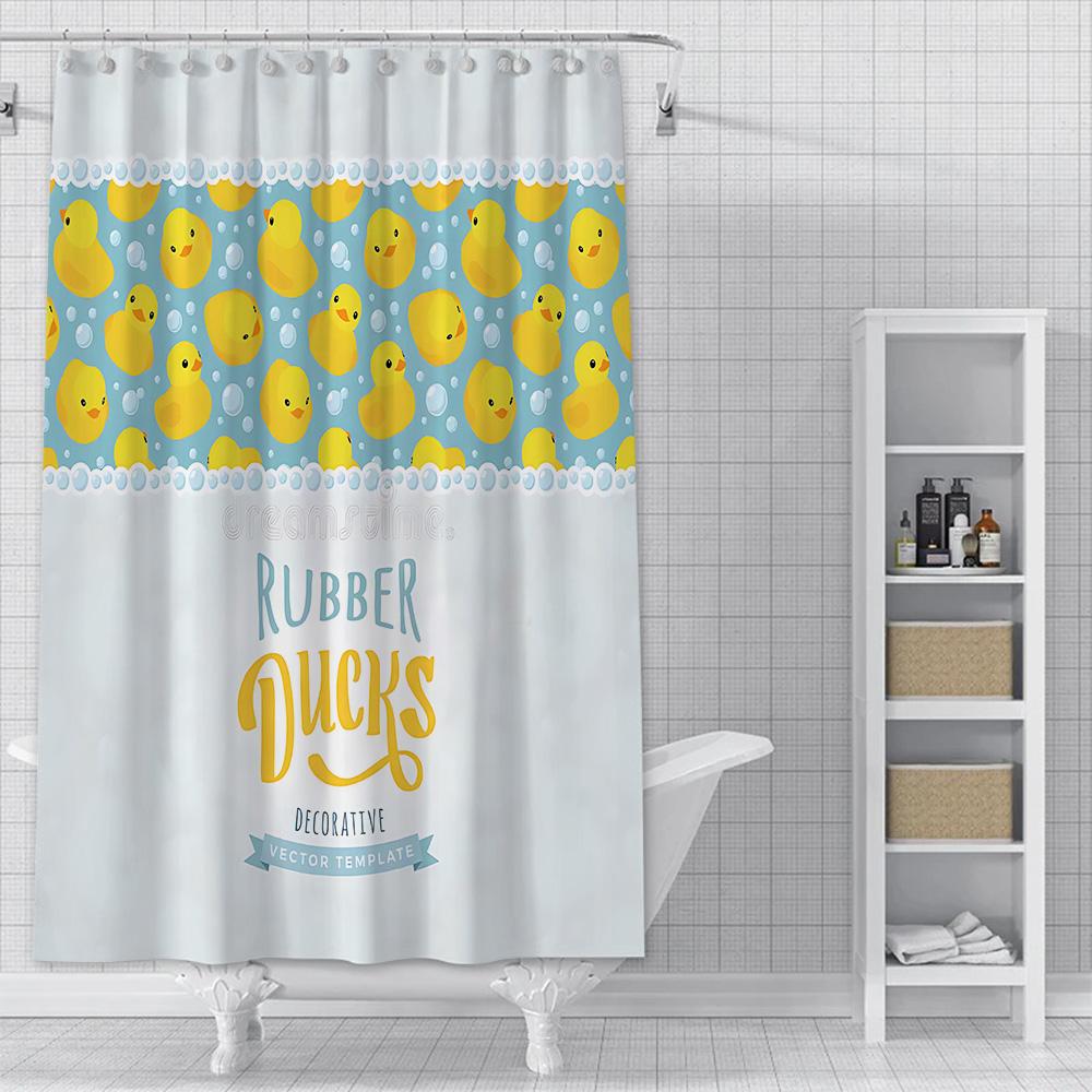 Little yellow duck cute animal Shower Curtain Waterproof Polyester Fabric Paint Bath Curtain Home Bathroom Decor Curtain Hook