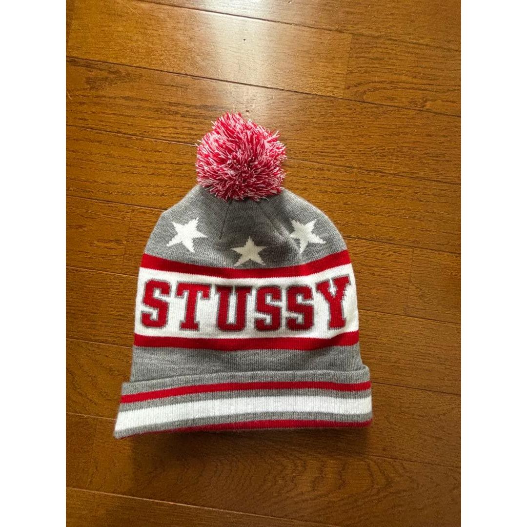 Used STUSSY knit hat beanie with pom pom