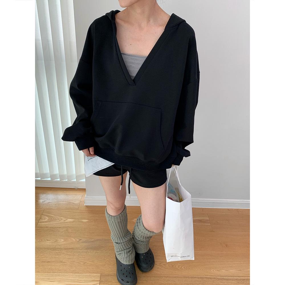 

Дороти Осенняя Женская Повседневная Корейская Толстовка-Куртка С V-Образным Вырезом Свободного Кроя M чёрный