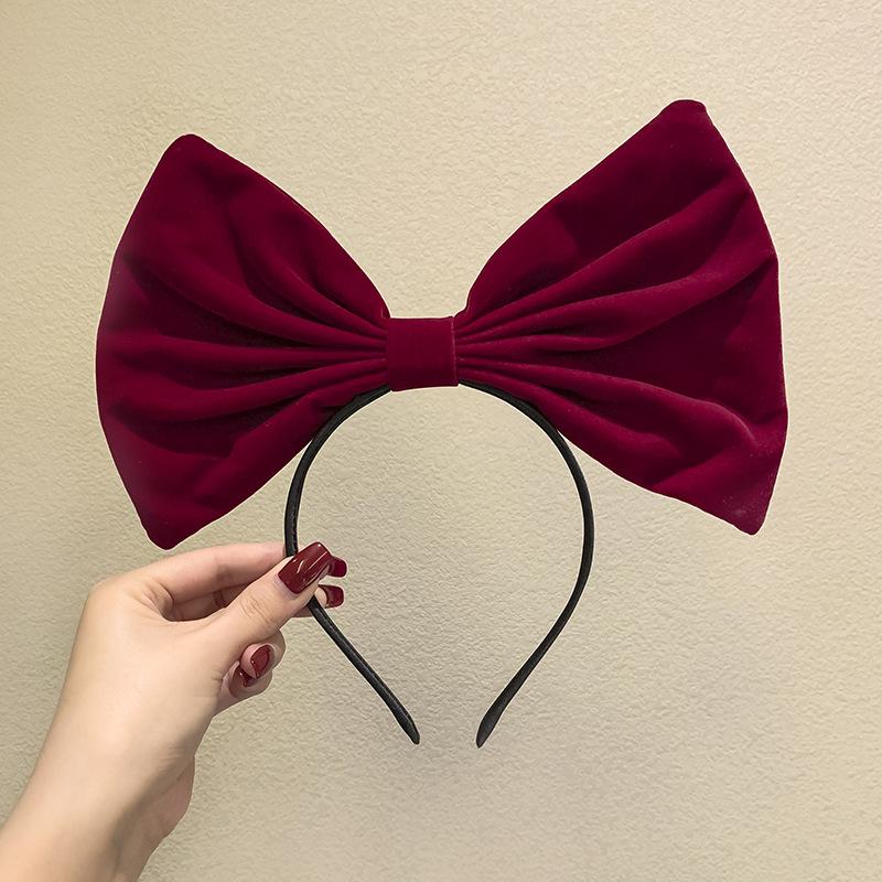 

2022 Красный бархатный новогодний бант-повязка на голову и набор заколок для женщин