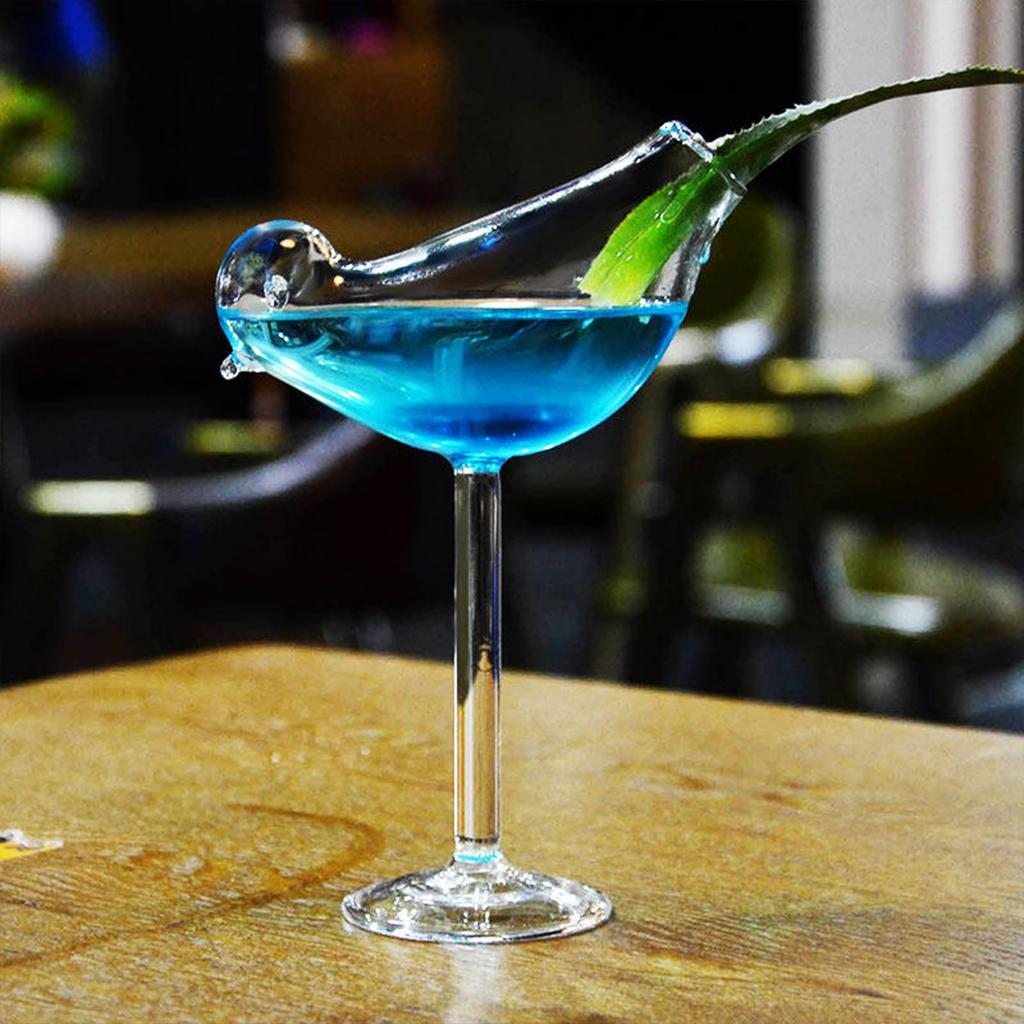 150ml Smoked Cocktail Goblet Glasses Multi-Purpose Elegant Bird Shaped Glass Transparent Goblet Glass for Champagne Drinks Wine