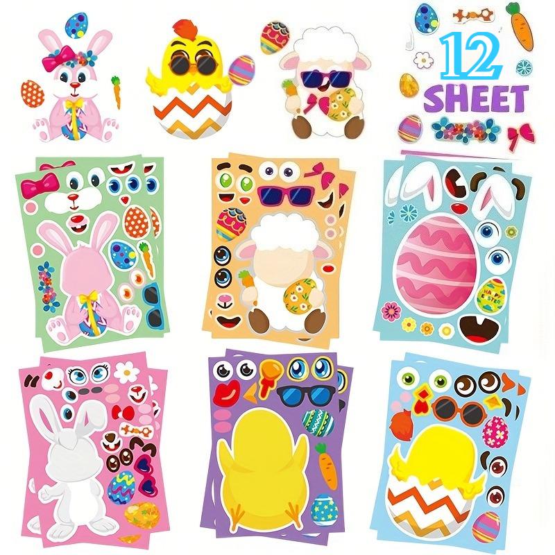 Easter Stickers, Easter Basket Stuffers Easter Egg Decorating Bunny Stickers, Activities Party Easter Crafts Gifts Bags Stickers