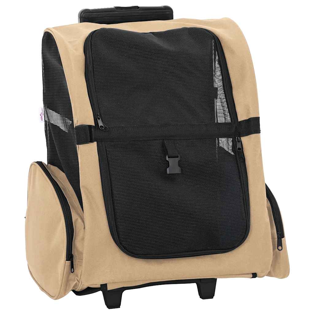 Carrito para Mascotas 3 en 1 Beige 48 x 32 x (57 106) cm Tela Oxford
