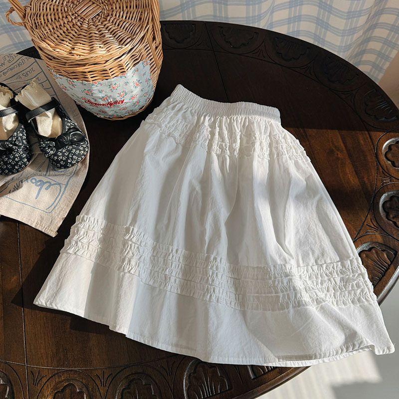Girls' Korean-Style Retro Cotton Skirt 2025 Spring and Summer Fashionable Skirt Kidsren's Casual Versatile Princess