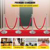 4 Pack Retractable Silver Round Top Stanchion Post Queue Crowd Control Barrier Posts Line Pole with 1.5M Red 2 Velvet Rope