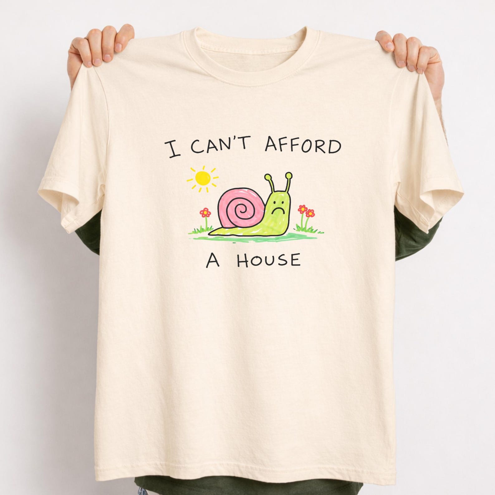 Sad Snail T-Shirt – Funny Existential Humor, Depressed Cartoon L