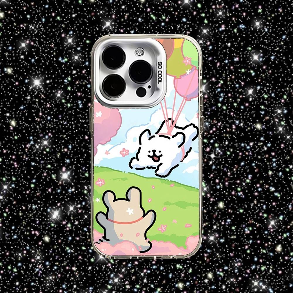 Line Puppy Cute Maltese Phone Case For iPhone 16,15,14,13,12,11,Pro,XS,Max,Plus,Mini,SE White Candy Matte Shockproof Cover