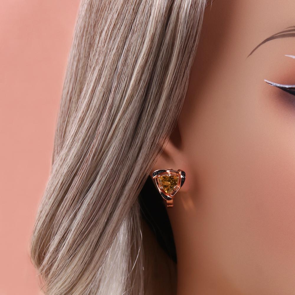 925 sterling silver women's earrings Triangle 7.0mm Natural Citrine gemstone Simple design fine jewelry for banquet daily gifts