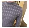 2026 Men's Striped Slim-Fit Knitwear: Autumn/Winter Long-Sleeved Half-High Neck Base Layer