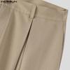 INCERUN Men Zipper Button Waist Solid Pleated Casual Long Pants Trousers