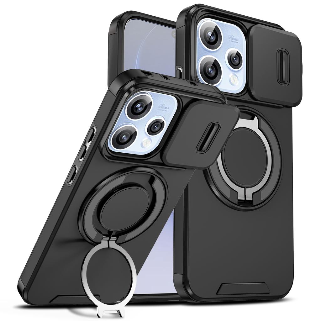 For Oppo Reno15 Case OPPO Reno 15 Cover Oppo Reno 15c Magnetic Ring Armor Slide Camera Lens Case Magsafe Wireless Charge Cover