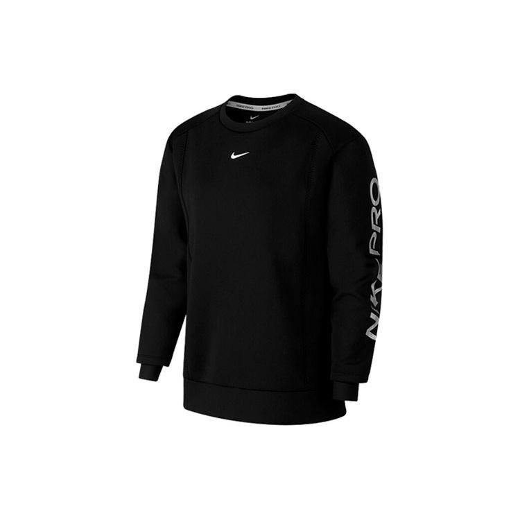 (WMNS) Nike Pro Sports Running Printing Round Neck Pullover Black Hoodie Women s BV4055-010 S