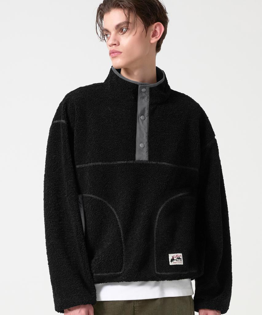 TRILLION Button Half-Neck Fleece Pullover_5Color