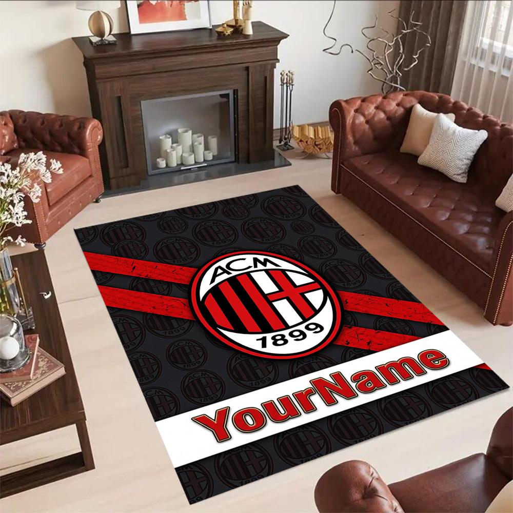 Ac Milan Personalized Name Area Rug Perfect for Foyer Playrooms Game Room Balcony Antislip Carpet Decorate Offices Perfect Gift for Friends & Family