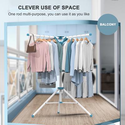 Foldable Clothes Drying Rack with Pulley Stainless Steel Cloth Hanger Outdoor Indoor Cloth Drying Hanging Rack Balcony Bedroom Hanger