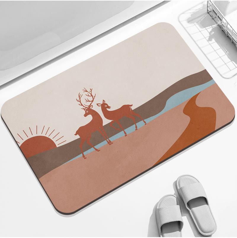 2026 Factory Custom Non Slip Water Absorbent Rugs Rubber Door Mats Diatom Mud Bathroom Floor Mat Set Anti Slip Bath Mat
