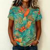 Women's Casual Pullover T Shirt Short Sleeve Round Neck Floral Print Top Lightweight Soft Fabric Relaxed Fit Tee for Everyday Wear