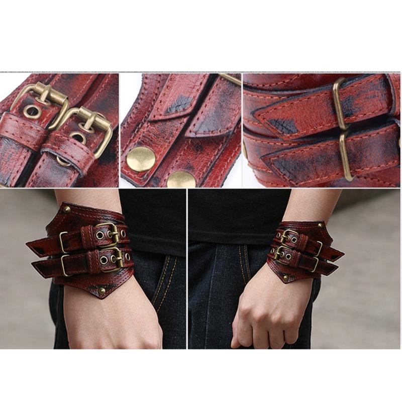 Rock Retro Kuhfell Herrenarmband Punk Stil Breites Leder Geflochtenes Seil Elegantes Armband für Modefans Geschenk