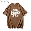 Shellsuning Oversized Letter Graphic T Shirts Men Summer Soft 100% Cotton Short Sleeve Tees Female Trendy Loose High Street Tops