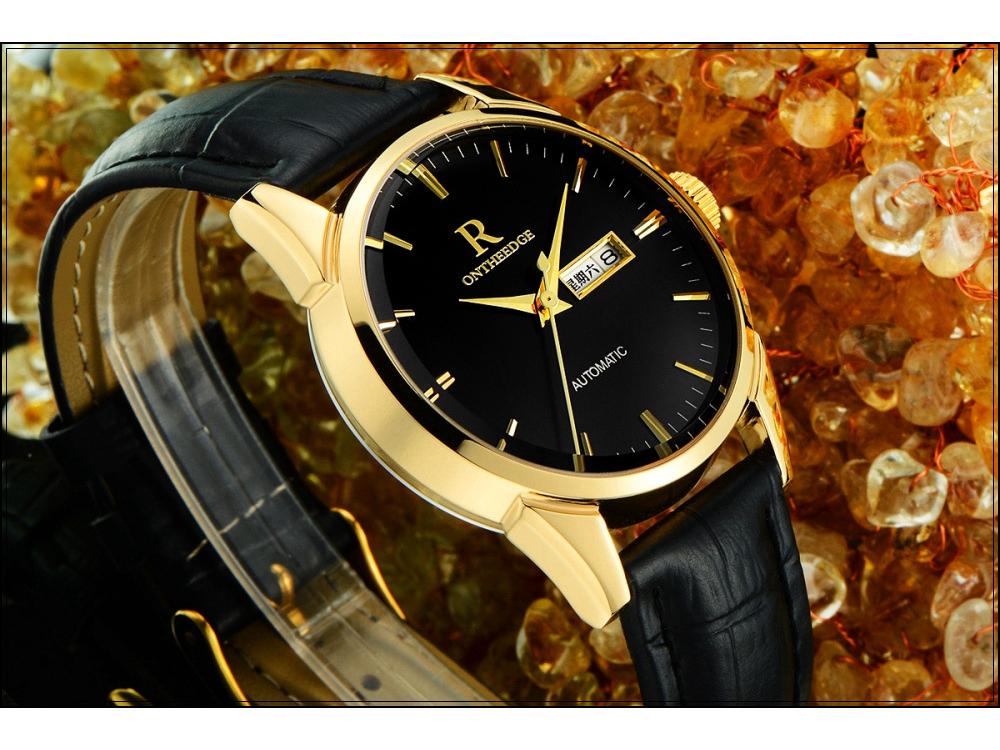 Ruizhiyuan Men's Waterproof Leather Strap Large Dial Watch