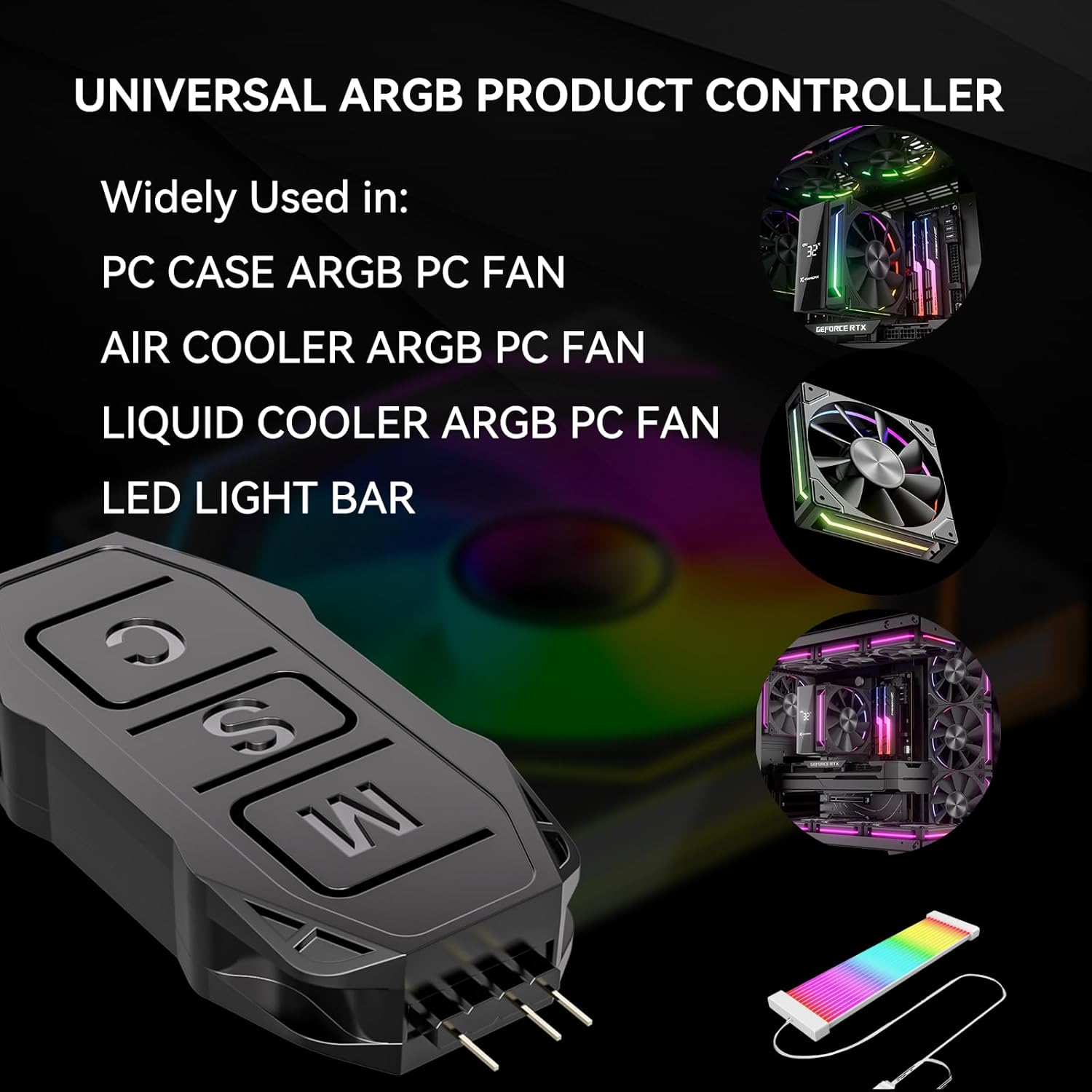 

Комплект контроллера ARGB, GSCOLER RGB-контроллер для вентиляторов ПК с пультом дистанционного управления на 21 клавишу, управление множеством режимов освещения для вентилятора корпуса компьютера, воздушного кулера,