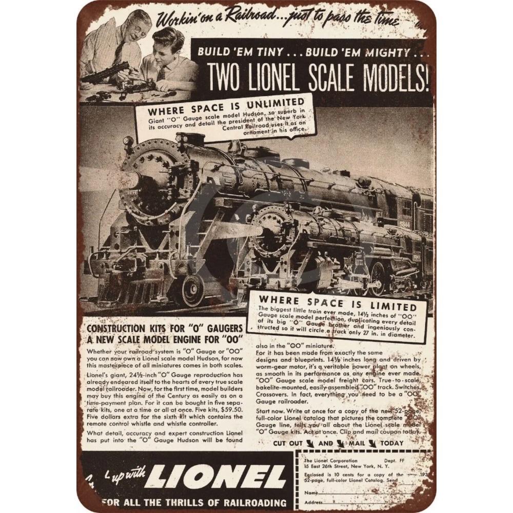 

Lionel Trains AD 1938 Vintage Metal Sign Aluminum Reproduction Wall Decor 20x30cm