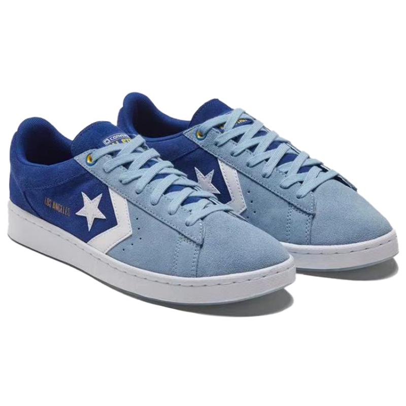 Converse Cons Pro Leather Color-blocking Casual Enveloping Low-Top Board Shoes Unisex Light Blue