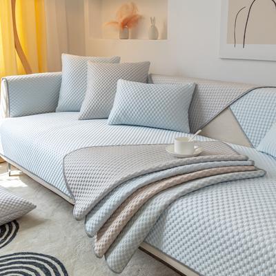 Summer New Ice Silk Cold Bean Sofa Cushion Cool Feeling Simple Polka Dot Solid Color Non-Slip Sofa Cushion Towel