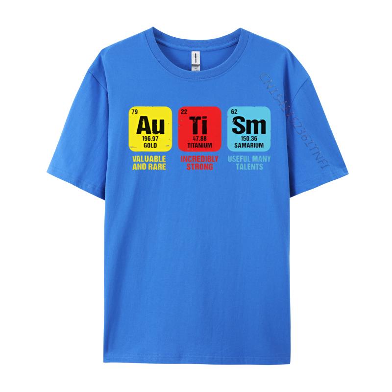 Autism Awareness Elements Periodic Tshirts Man Cotton TShirts Homme Camisas Classic Fashion Clothing