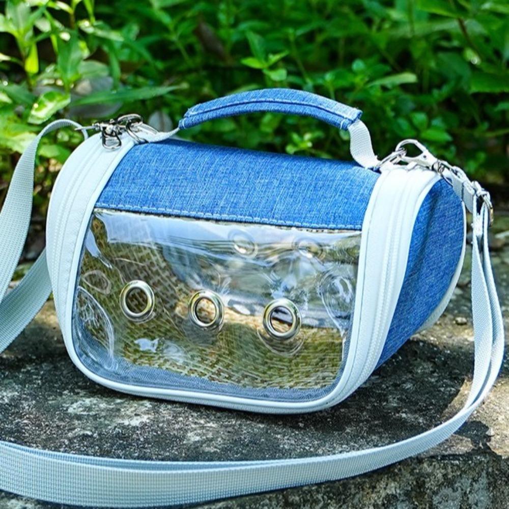 Portable Parrot Out Bag Breathable Hamster Carrier Bag Pet Tote Bag Pet Shoulder Bag  Vet Visit синий