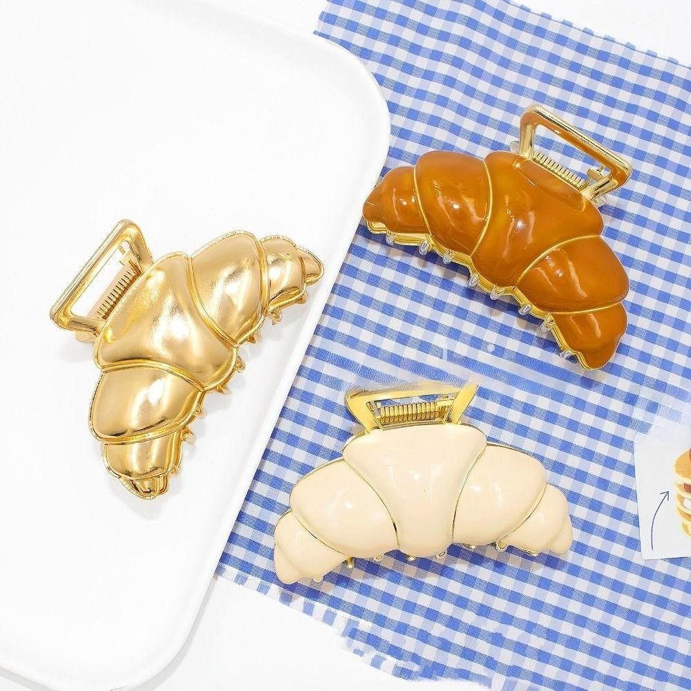 Shark Clip Croissant  Hair Grab Hair Clip Metal Shark Clip Cute Cute Bread Hair Claw  Girls
