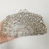 Rhinestone Women Evening Clutch Bag Diamond Chain Girls Wedding Bridal Prom Crystals Dinner Party Purse 11 Colors White/Green
