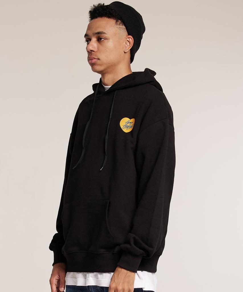Human Highlight Small Heart Hoodie Black Yellow