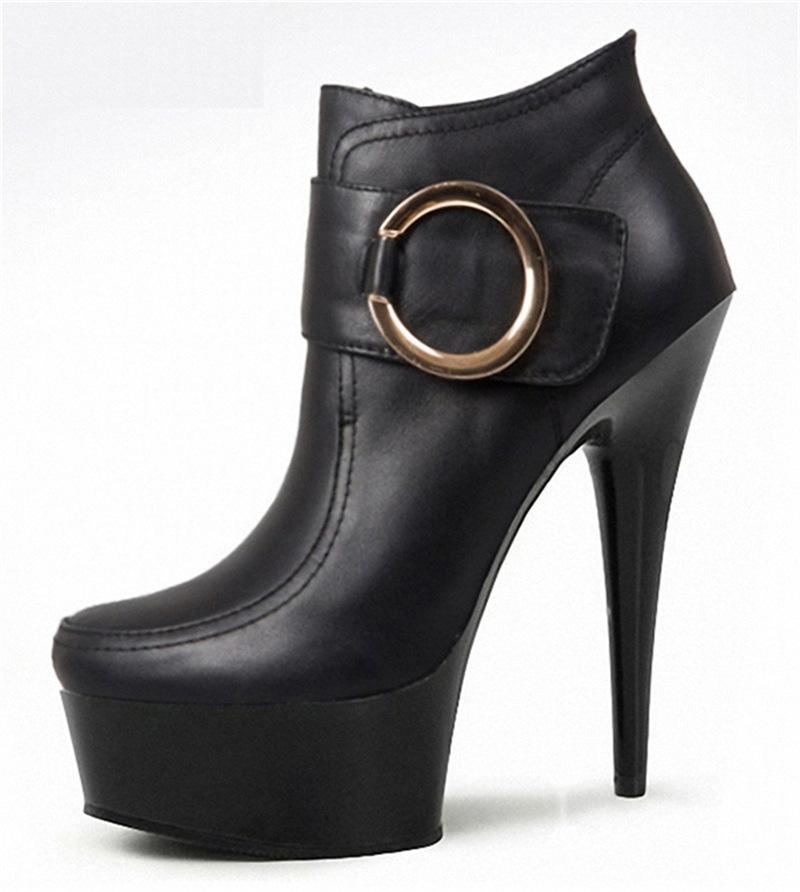 2025 New Women's High Heel Low Tube Round Head Thin Heel Black Super High Heel Waterproof Table Spring and Autumn New Fashion Boots