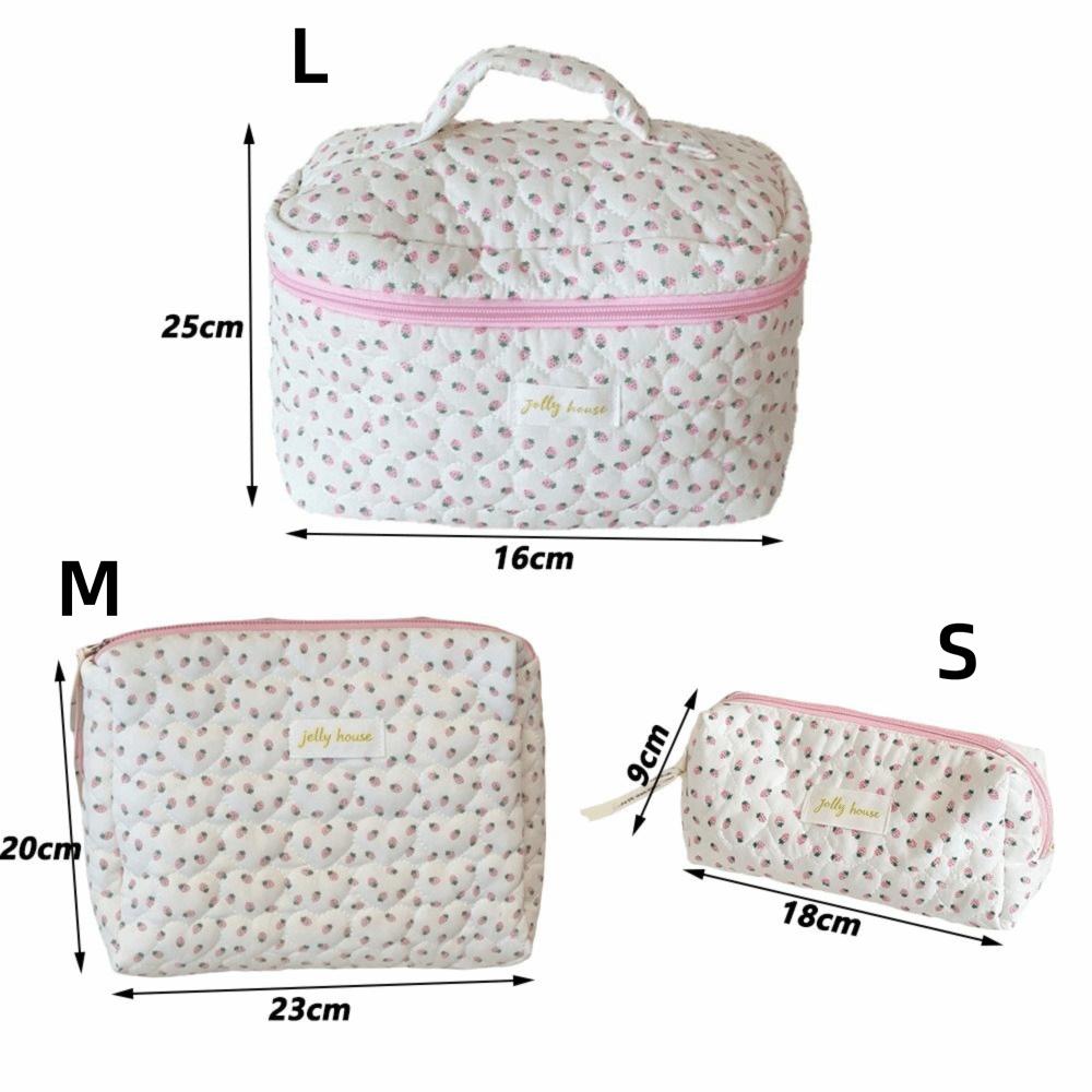 Strawberry Pattern Makeup Organizer Cotton Travel Makeup Pouch Cosmetics Storage