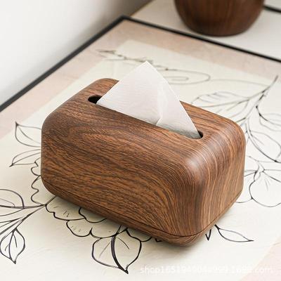 Vintage-Style Imitation Walnut Tissue Box: Elegant Chinese Design for Living Room, Dining Table, or Office Desk.